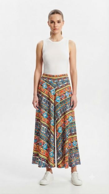 Boho Mosaic Wide-Leg Pants
